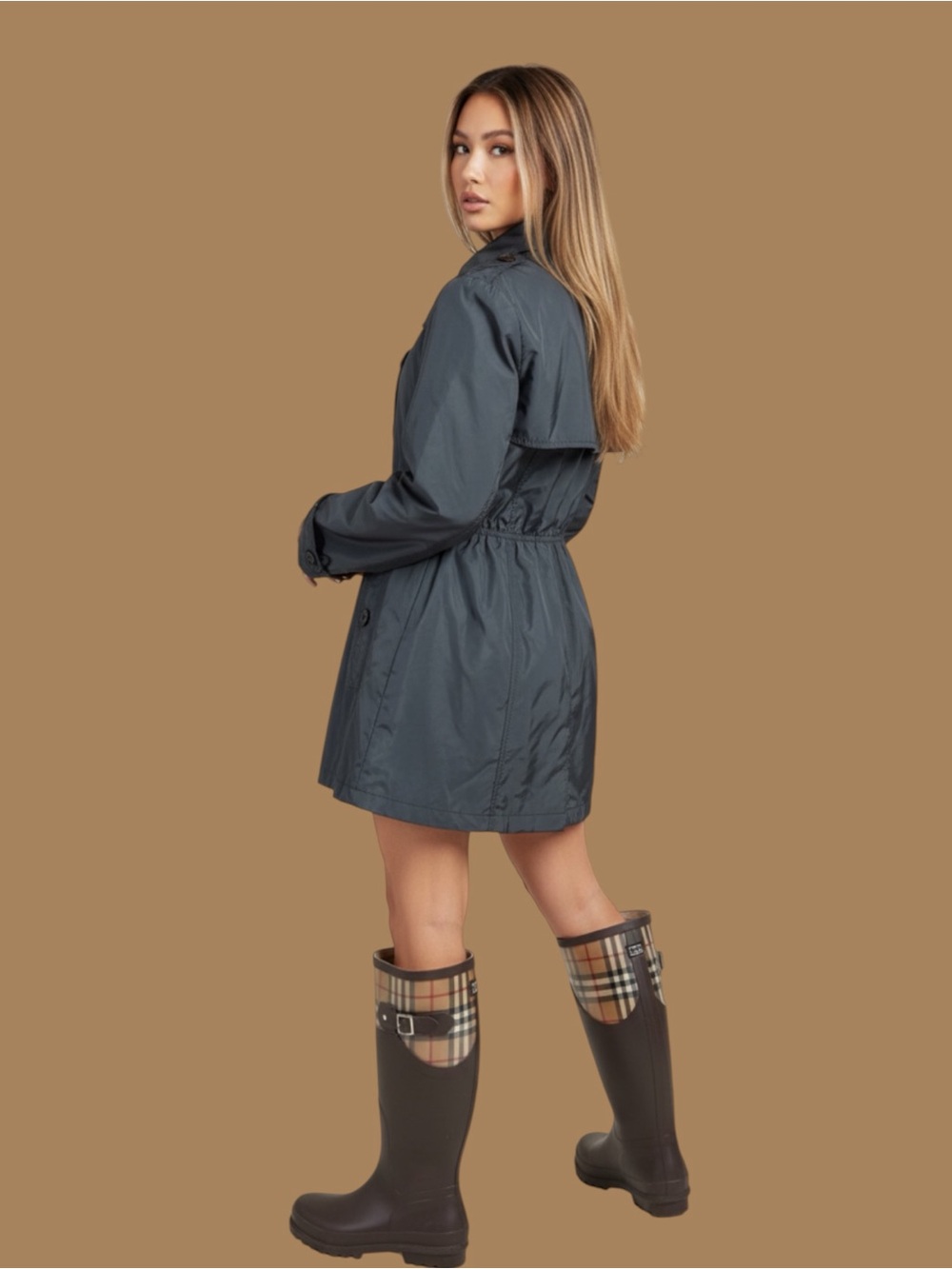Burberry Slate Gray Double-Breasted Trench Coat